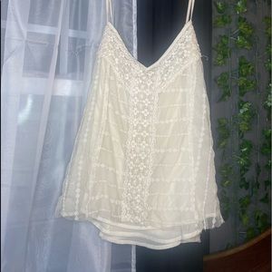 Lace Cream White Camisole - Size XL, American Eagle